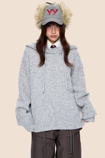 Hooded Knit Sweater Jacket