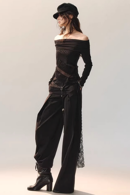 Translucent Lace One-Shoulder Top