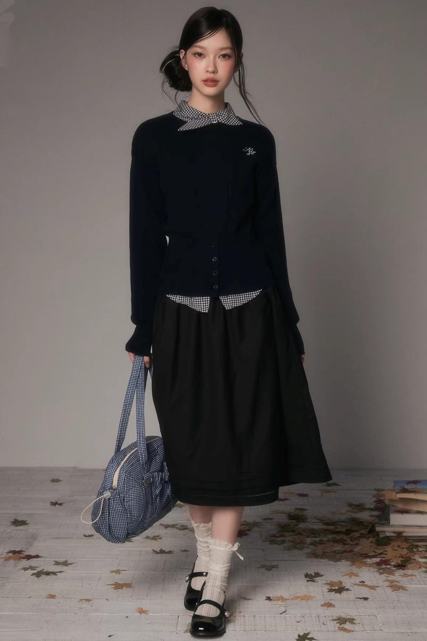 Embroidered Hollow-Out A-Line Skirt