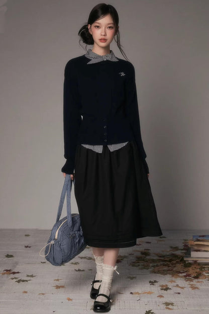 Embroidered Hollow-Out A-Line Skirt