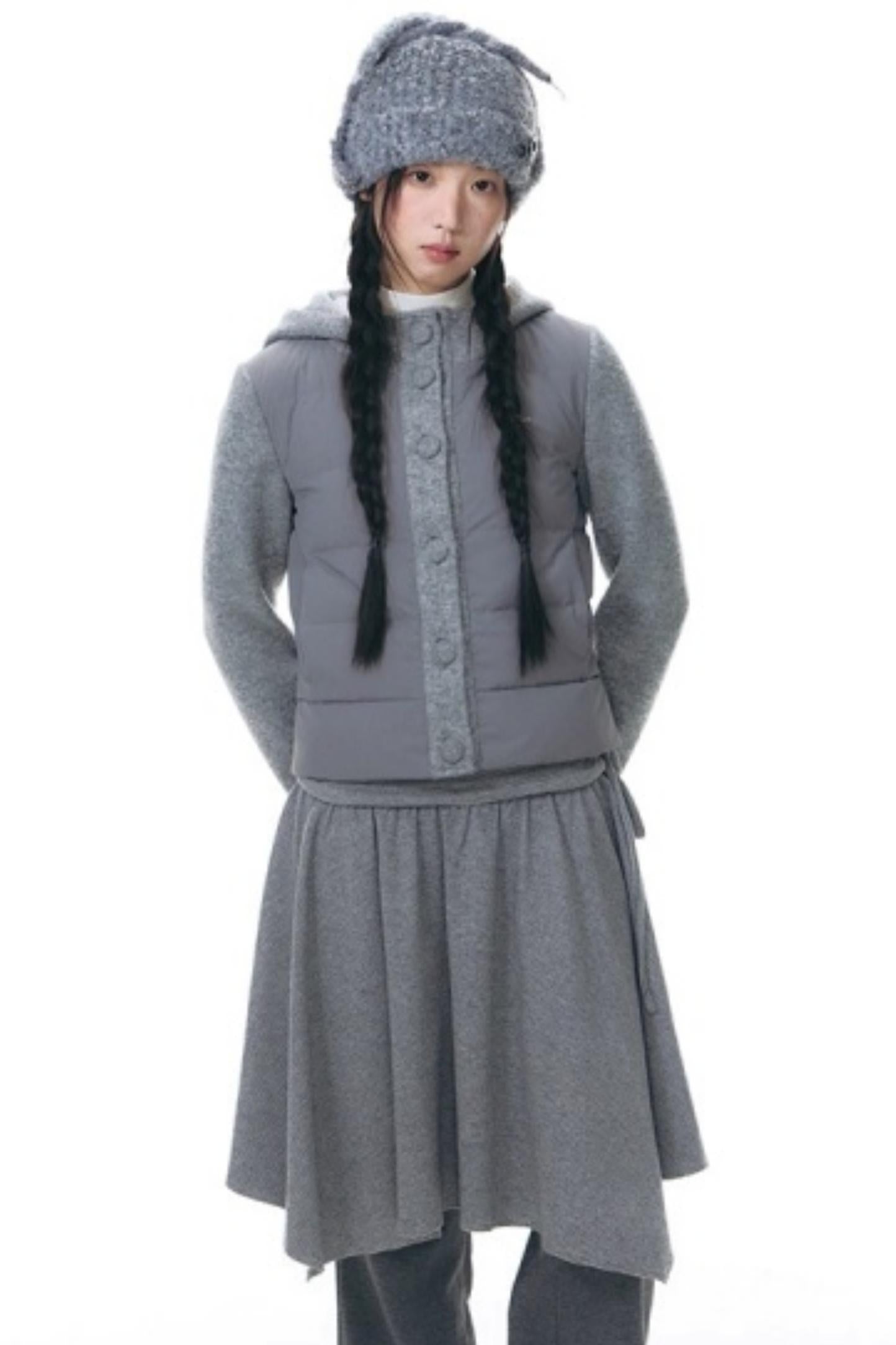 Patchwork Cropped Down Jacket