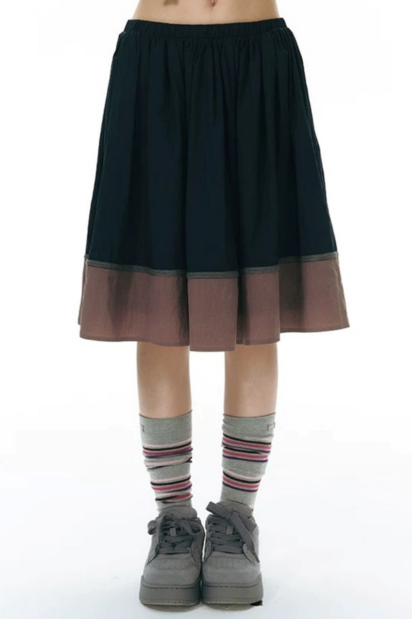 Color-Blocked Ribbon Skirt