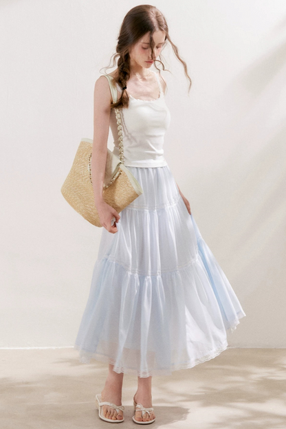 Lace Tiered Long Skirt