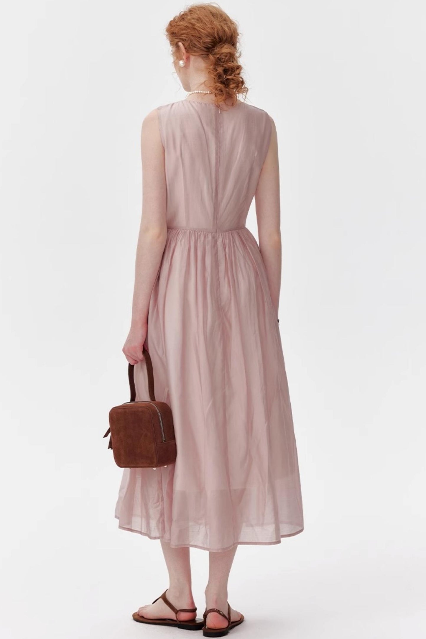 Pink And Blue Tencel A-Line Dress