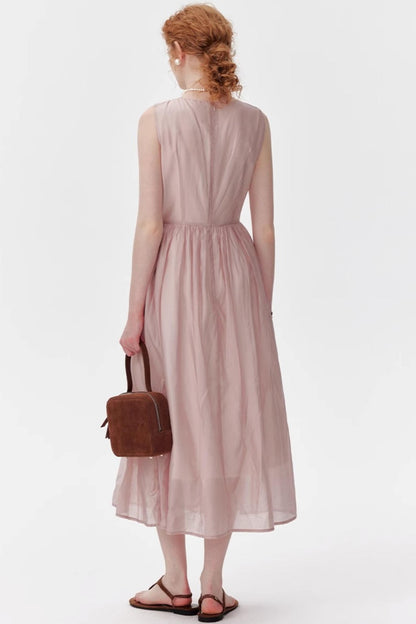 Pink And Blue Tencel A-Line Dress