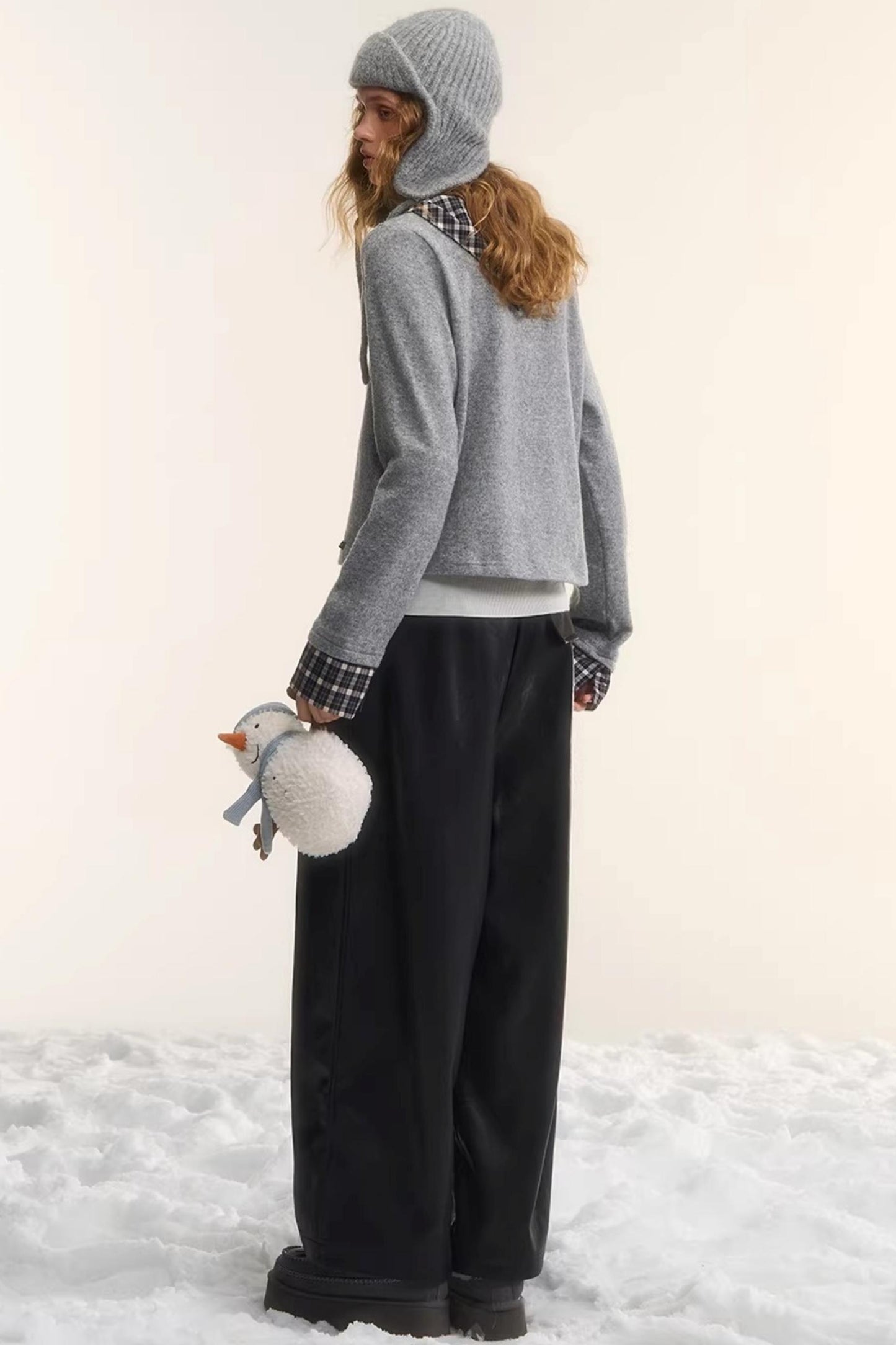 Elastic Waist Black Leather Pants