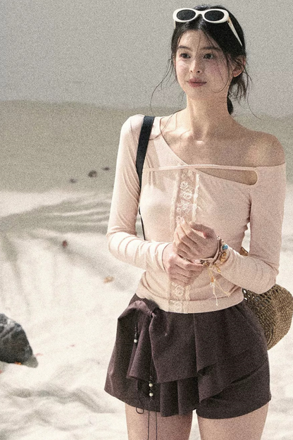 Lace Off-Shoulder Cropped Top