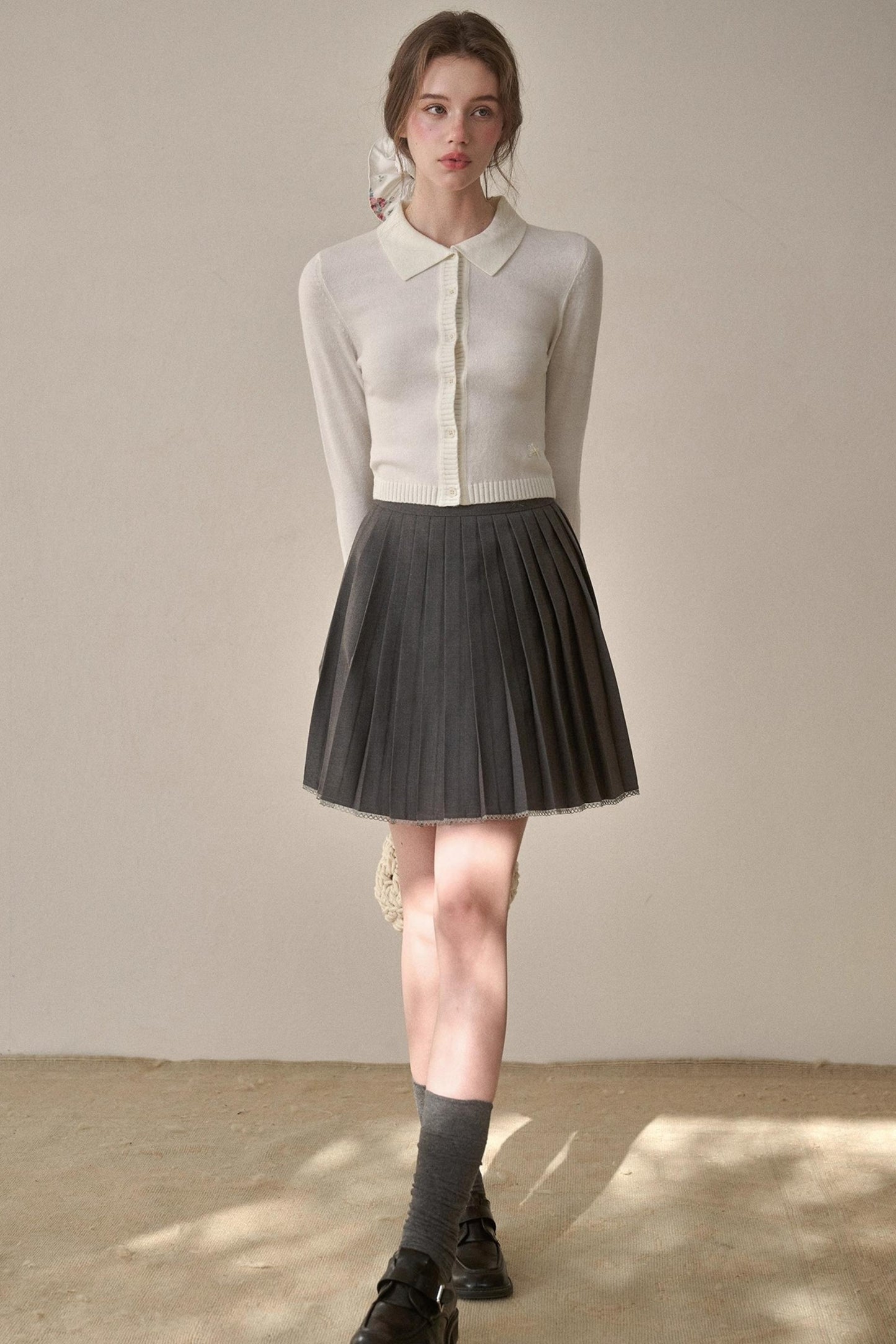 Gray Pleated Skirt