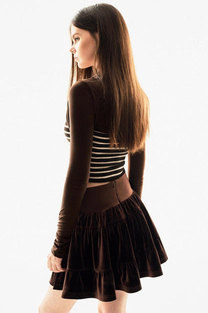 Tencel Wool Striped Knit Top