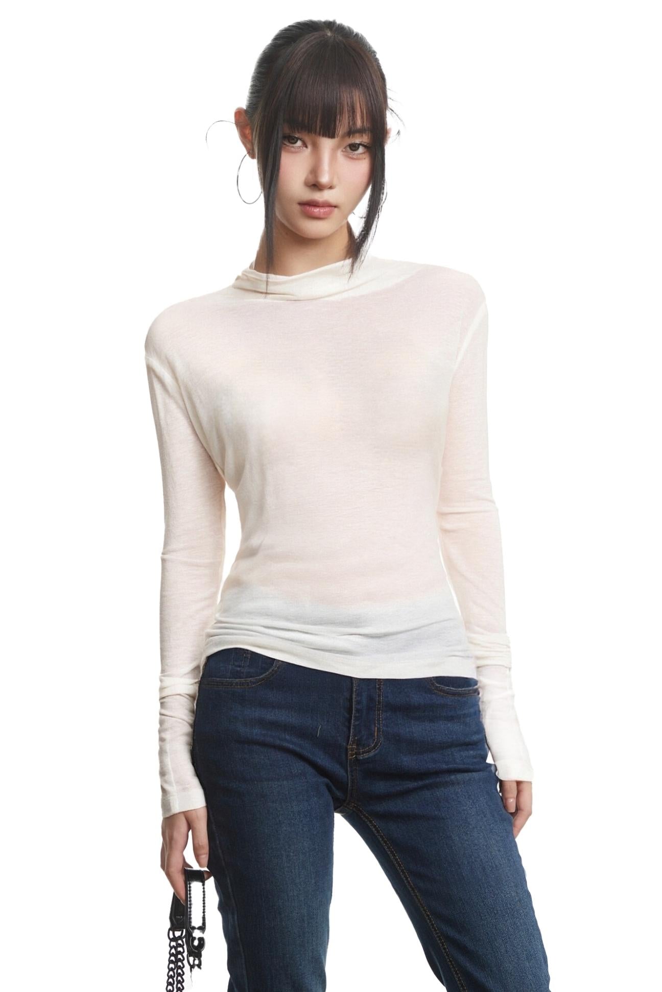 Stacked Collar Long-Sleeved T-Shirt