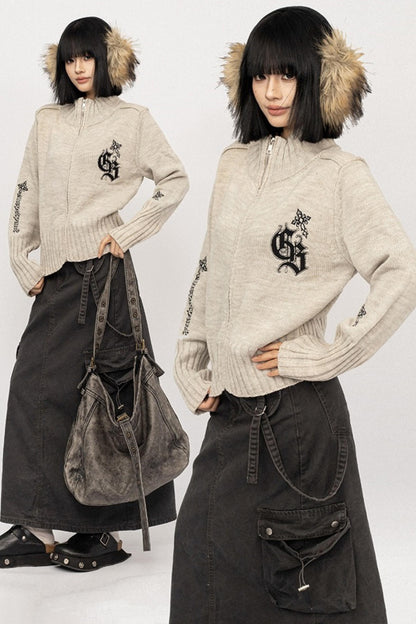 Vintage Spice Jacquard Knitted Cardigan