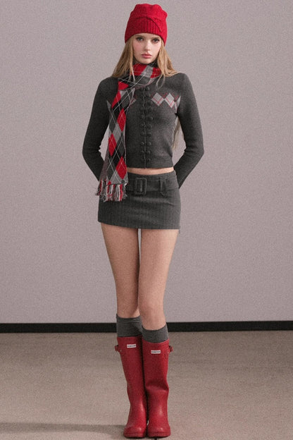 Slim-Fit Quilted Knit Sweater Set