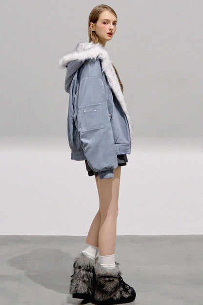 Glacier Blue Reversible Plush Jacket