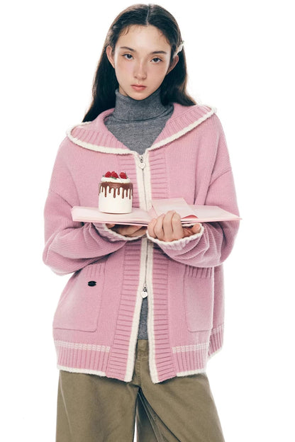 Velvet Snow Hooded Cardigan