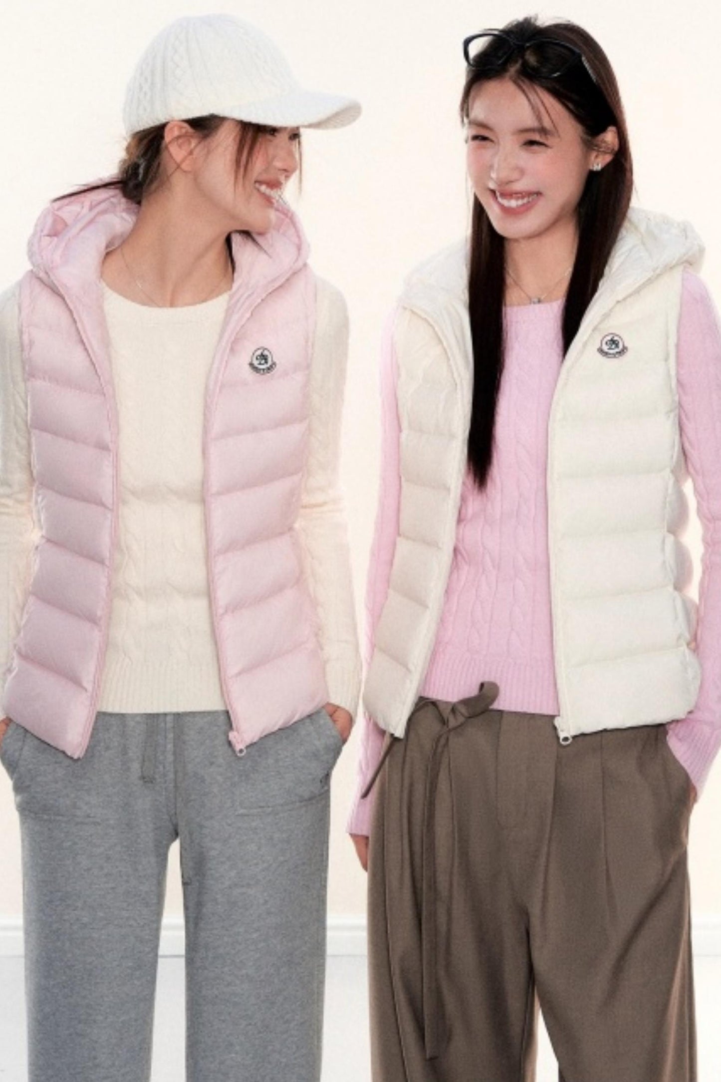 Hooded Ribbed Down Vest