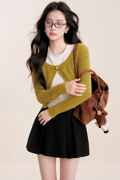 Cashmere Wool Crew Neck Knit Coat