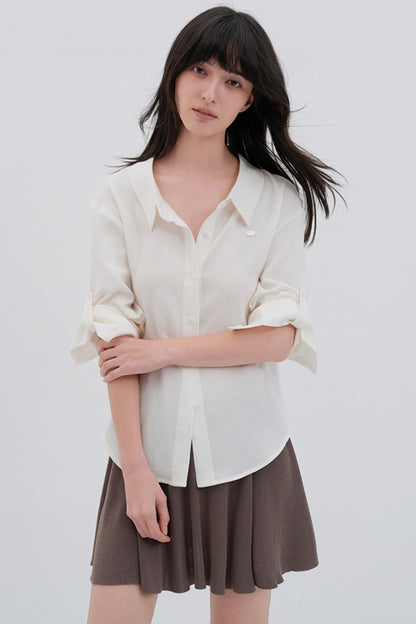 Silky White College Shirt