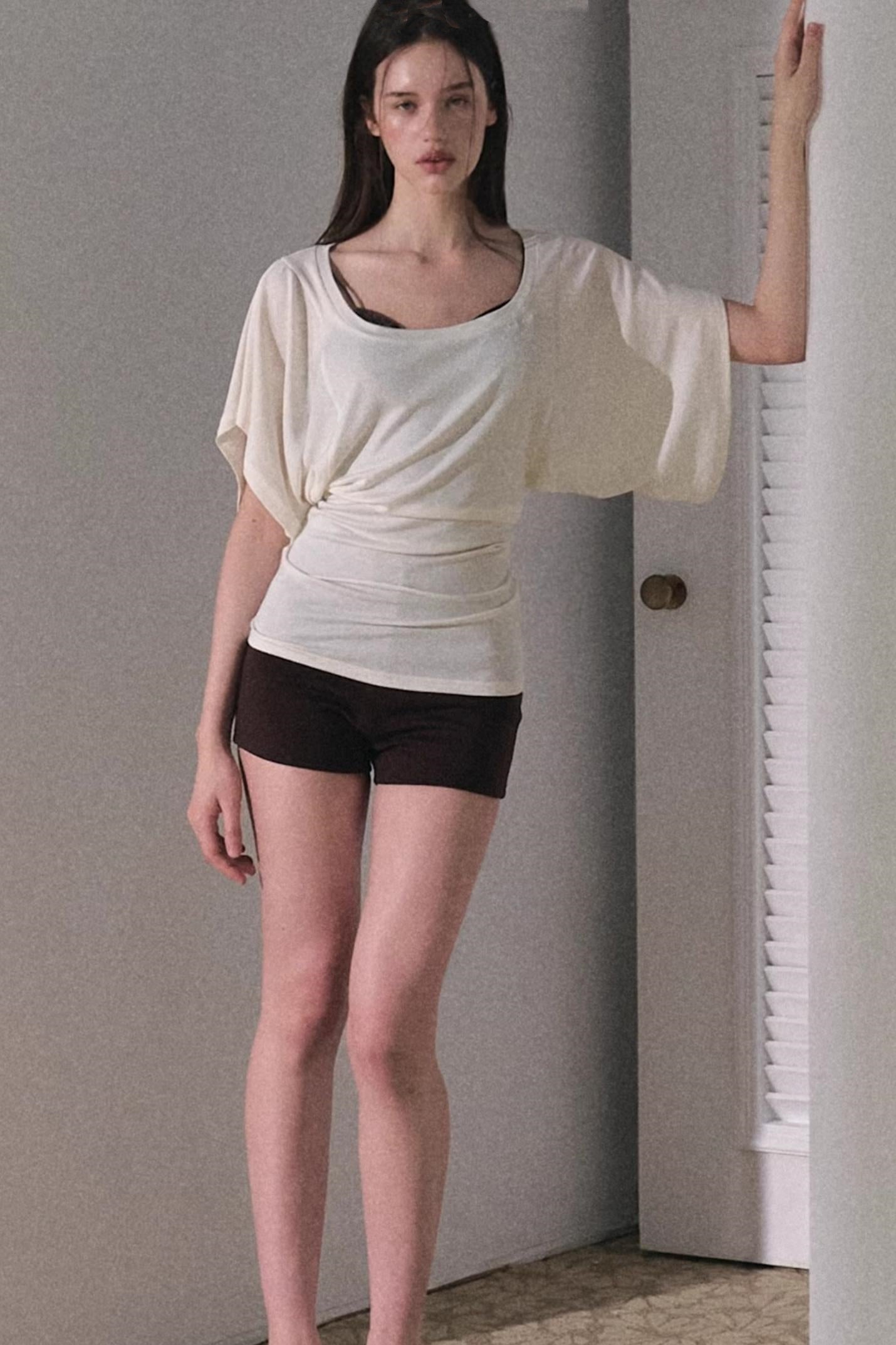 Classic Texture Slim High-Waisted Shorts