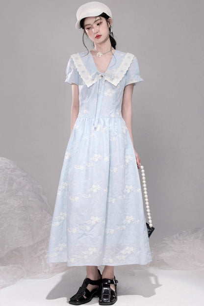 Leisurely Blue Collar Dress