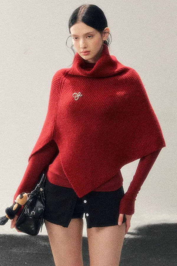 Maple Leaf Knit Sweater Cape Set-Up