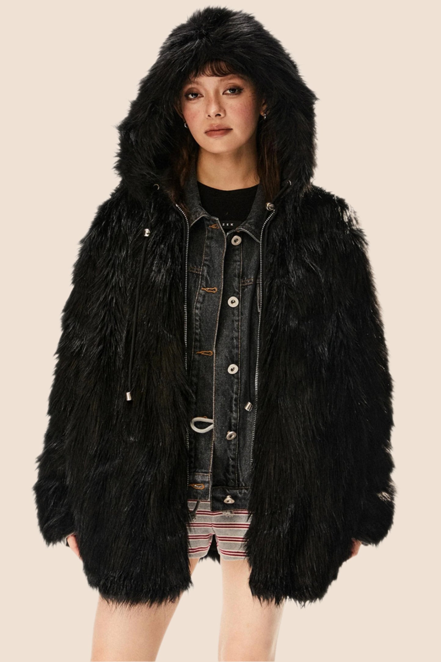 Retro Eco-Friendly Fur Black Jacket