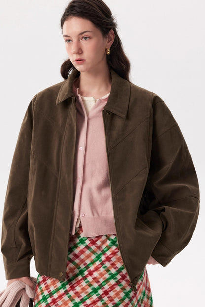 Muffin Cocoa Suede Lapel Jacket