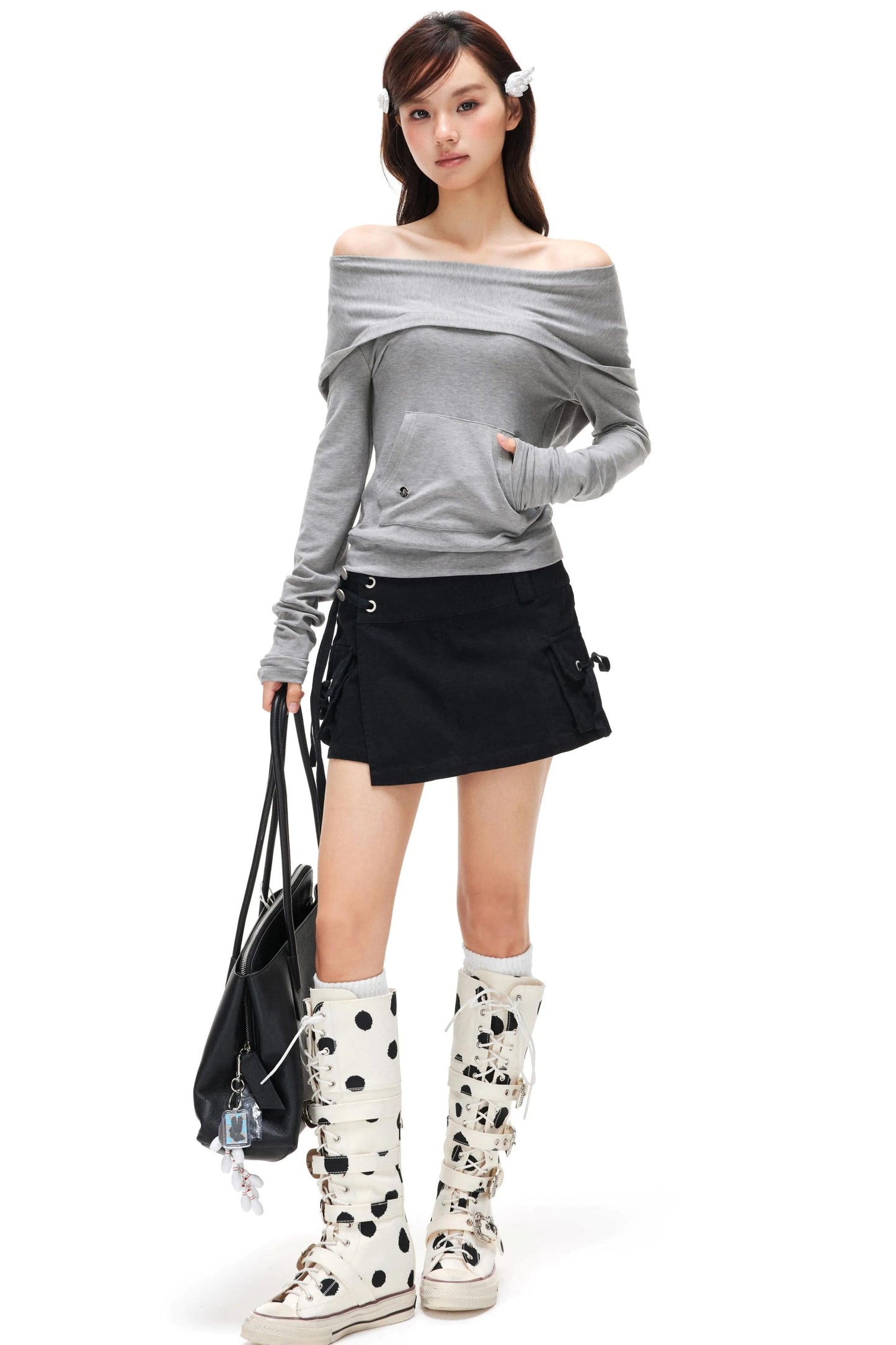 Retro Lace-Up A-Line Skirt