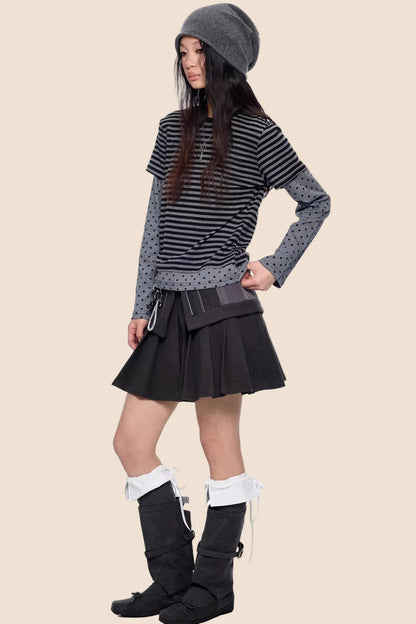 Retro-Oberteil mit gepunktetem Streifen