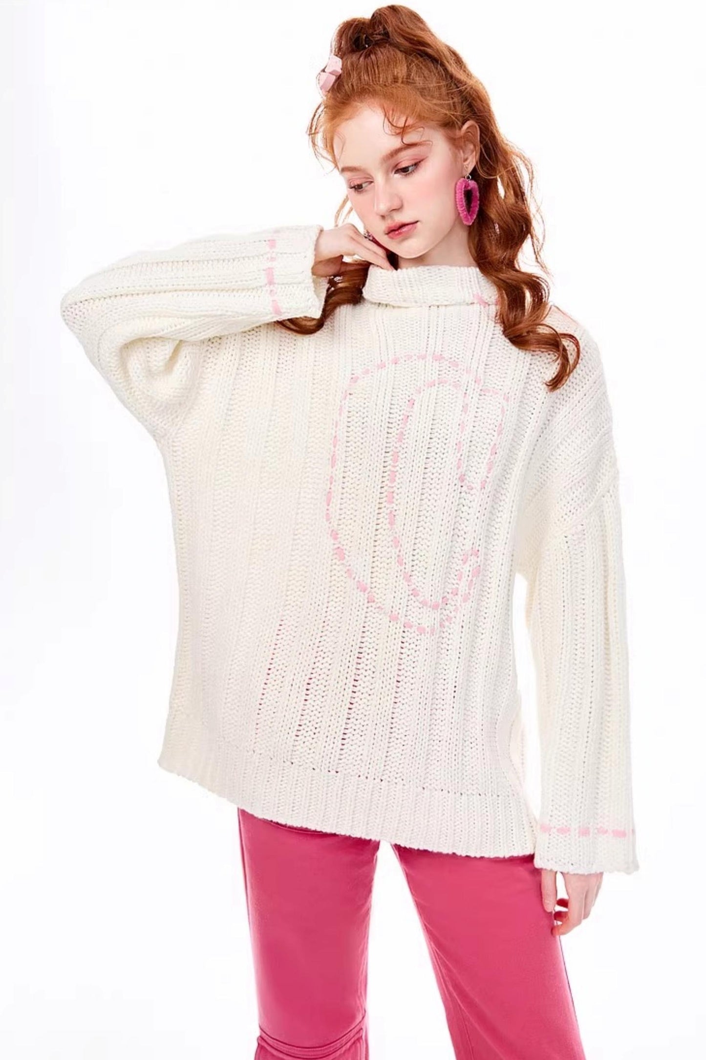 Apricot White Knit Sweater