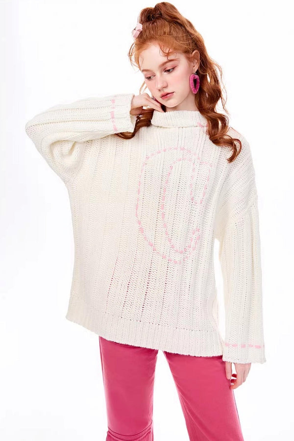 Apricot White Knit Sweater
