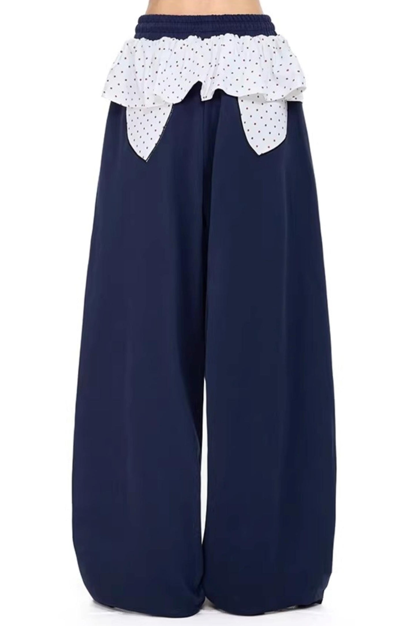 만화 자수 와이드 레그 팬츠