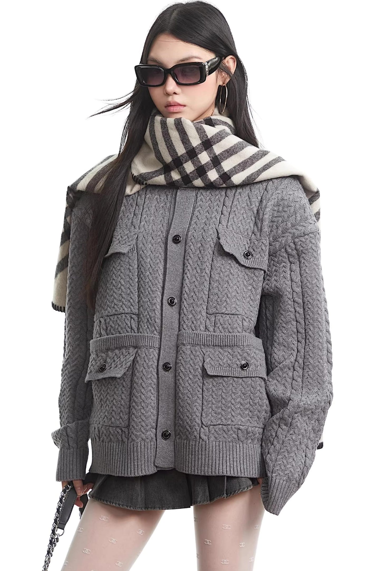 Retro Black Knit Cardigan