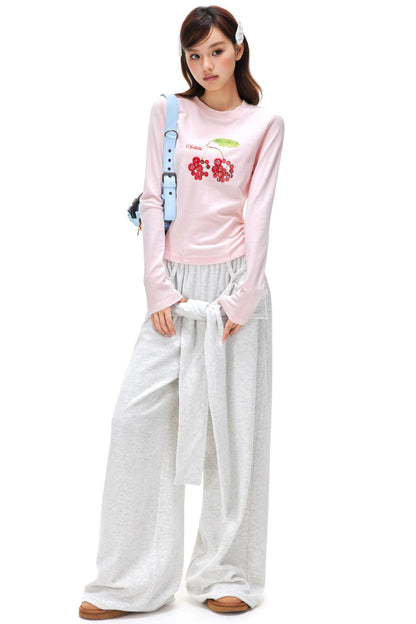 Tie Design Plush Sweatpants