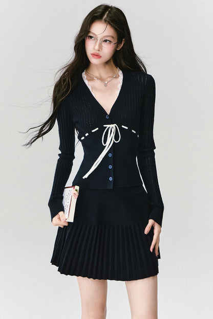 Pleated Knit Skirt & Top Set-Up