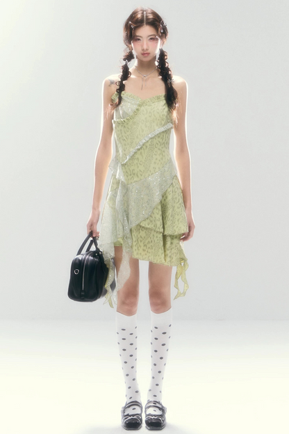 Leopard Sequin Slip Dress