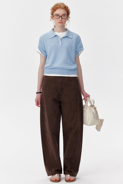 Textured Blue Polo Tee