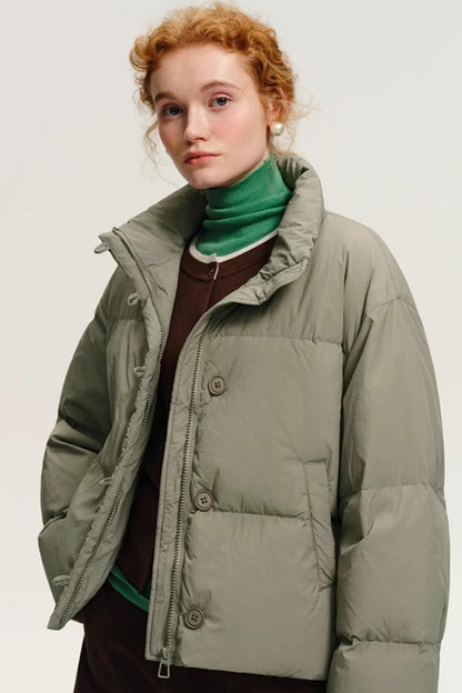 Duck Down Windproof Stand Collar Jacket