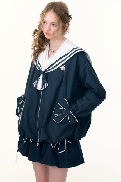 Autumn Winter Dark Blue Jacket