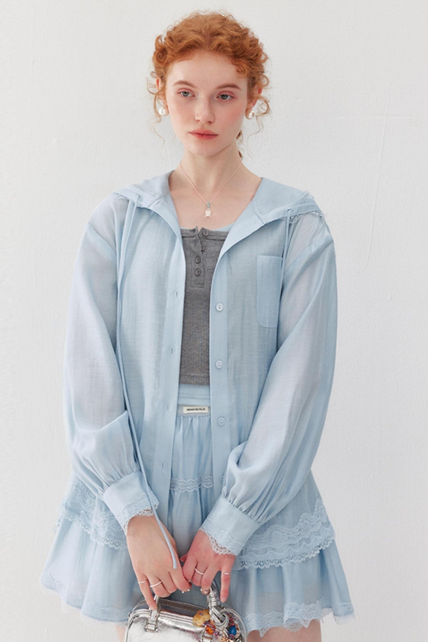 Misty Blue Hoodie Skirt Set-Up