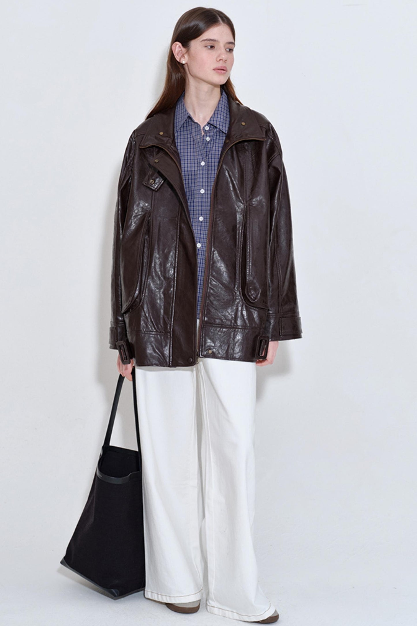 Cool Three-dimensional Oil Wax Leather Jacket