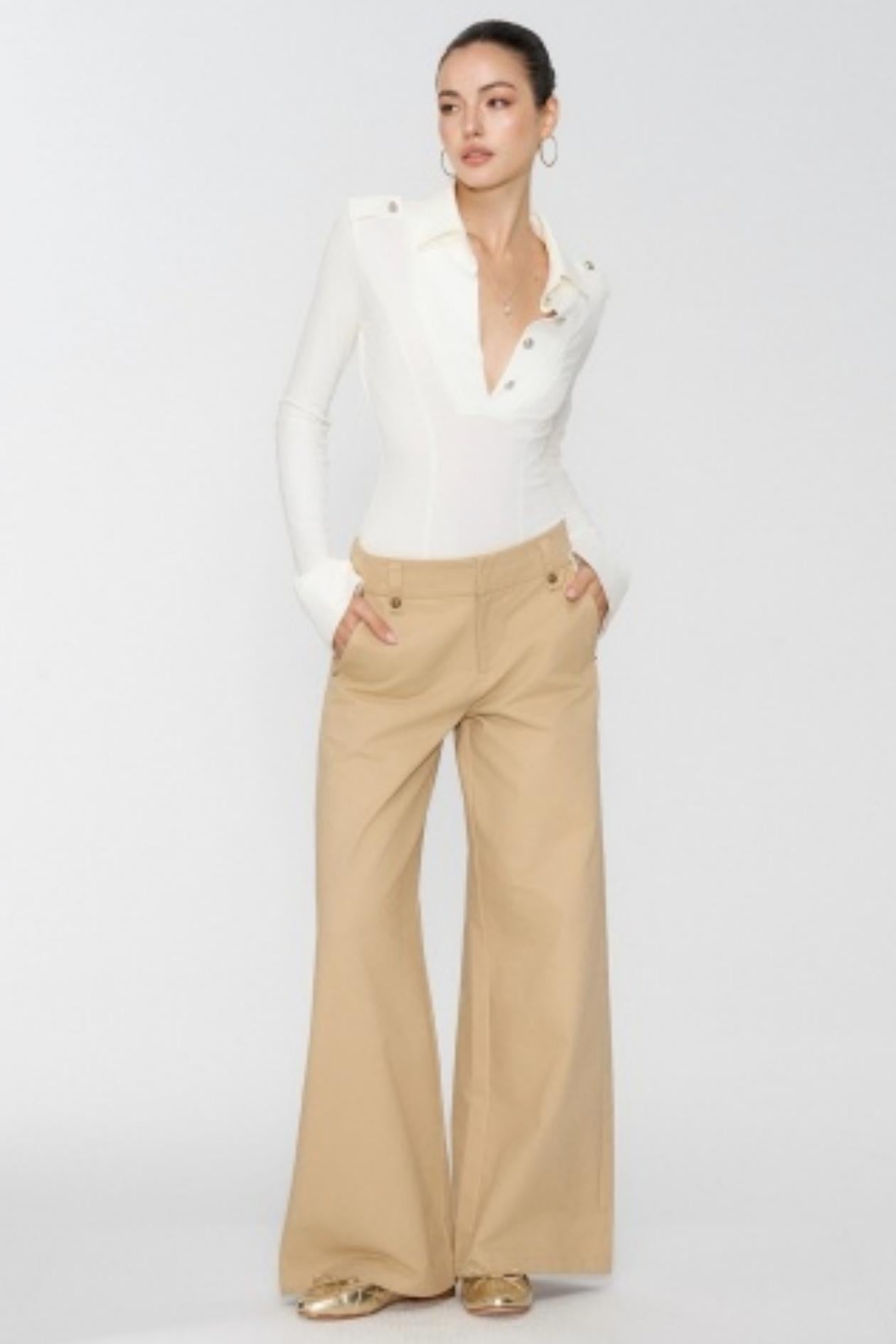 White Workwear Long Sleeve Top