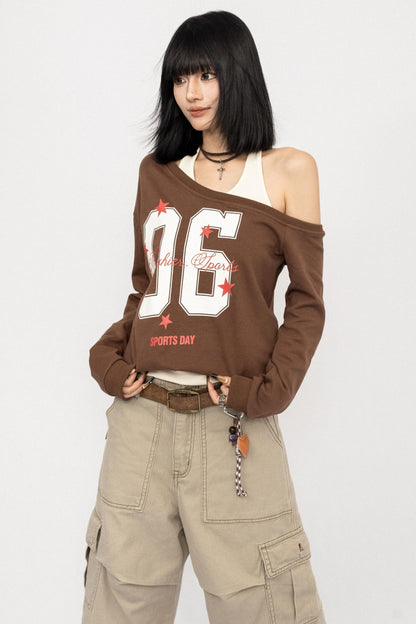 American Vintage Slanted Shoulder Loose Sweatshirt