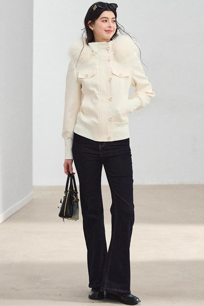 Fur Collar Khaki Jacket