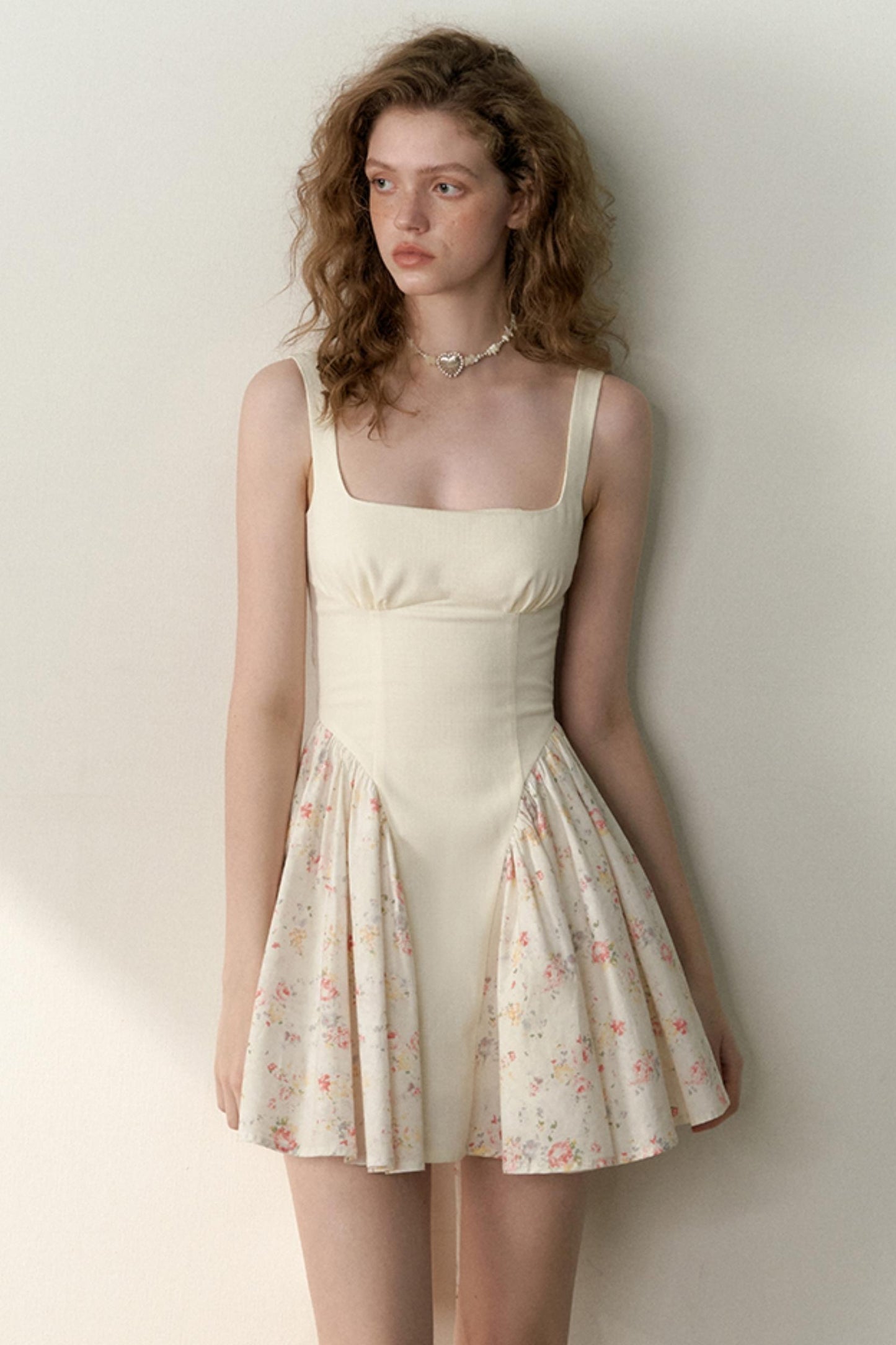 Floral Patchwork Bowtie Camisole Dress