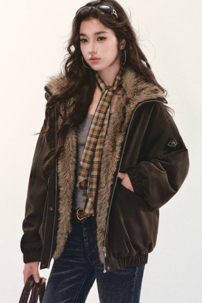 Retro Fur Collar Winter Coat