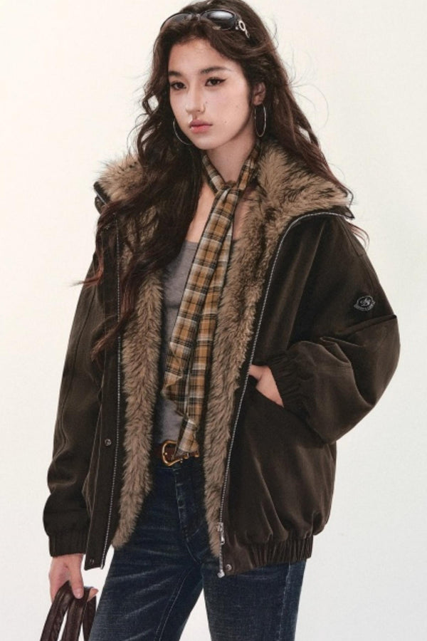 Retro Fur Collar Winter Coat