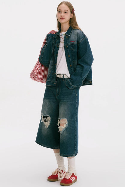 Vintage Denim Wide-Leg Jeans