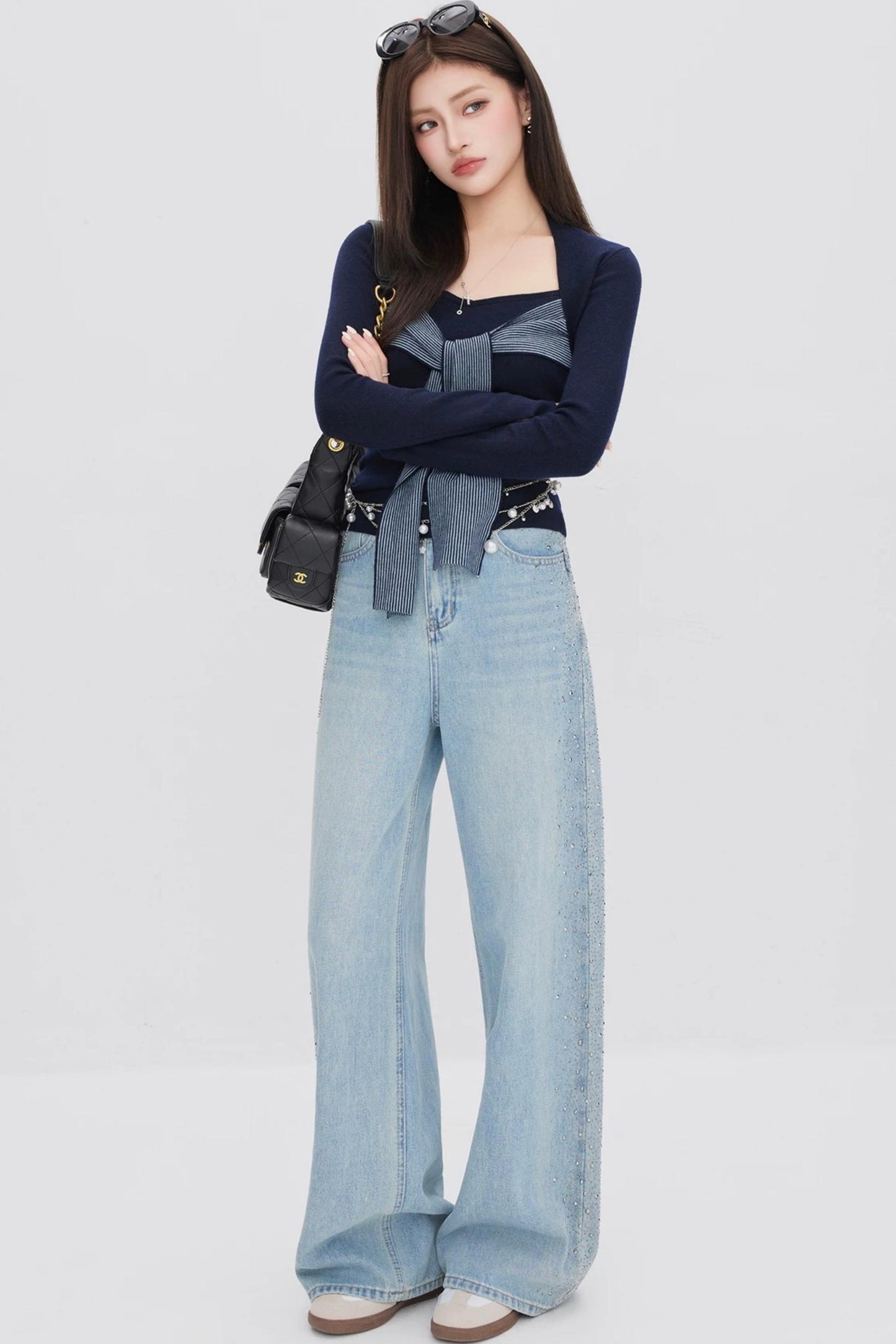 Faux Two-Piece Knit Top