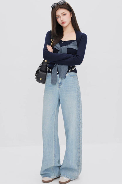 Faux Two-Piece Knit Top