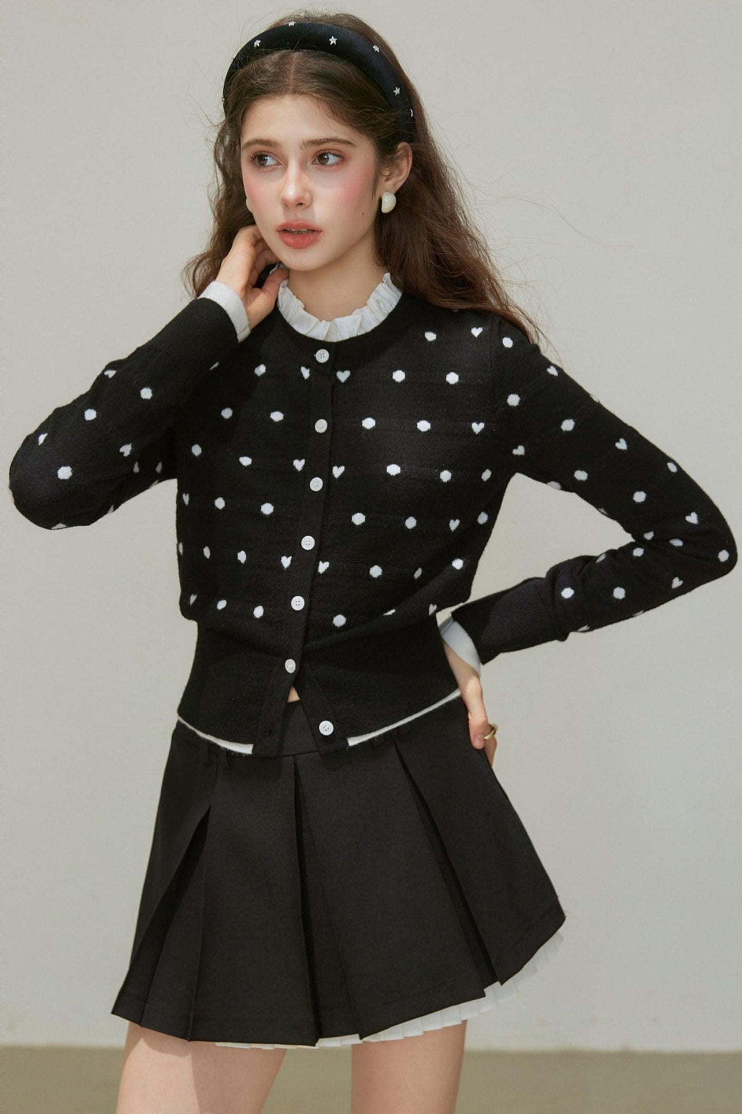 Knitted Polka Dot Cardigan